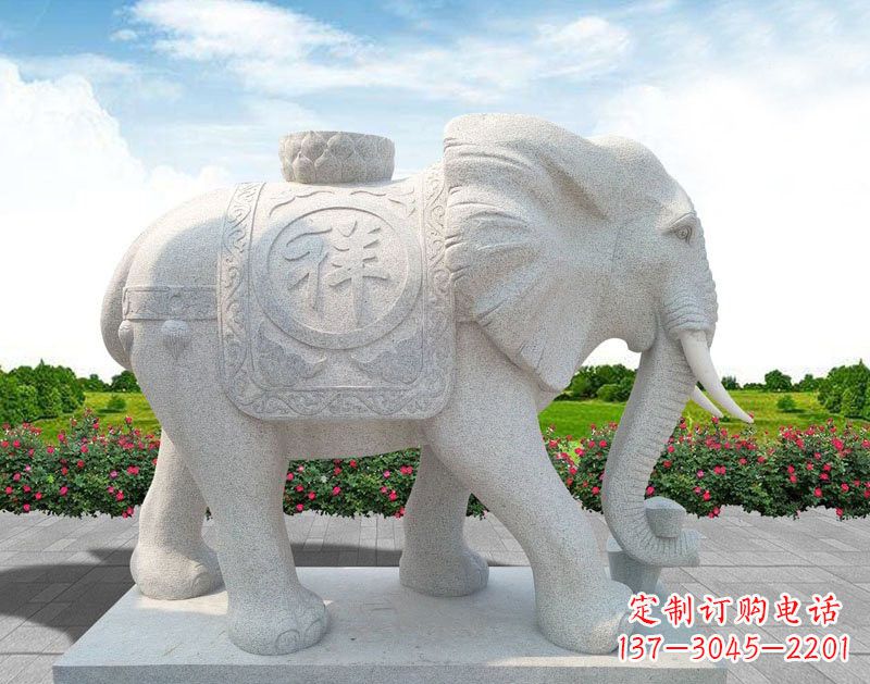 大连精美大理石大象雕塑