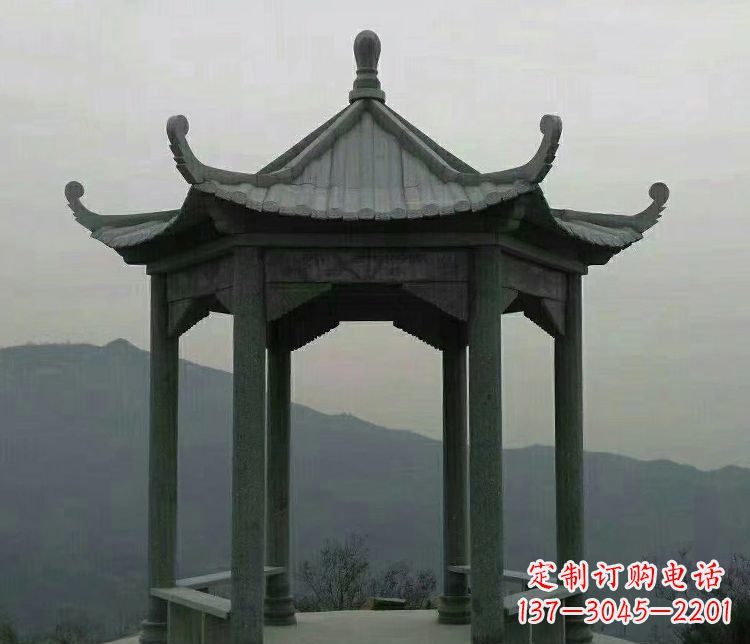 大连考究工艺,奢华大理石六角凉亭雕塑