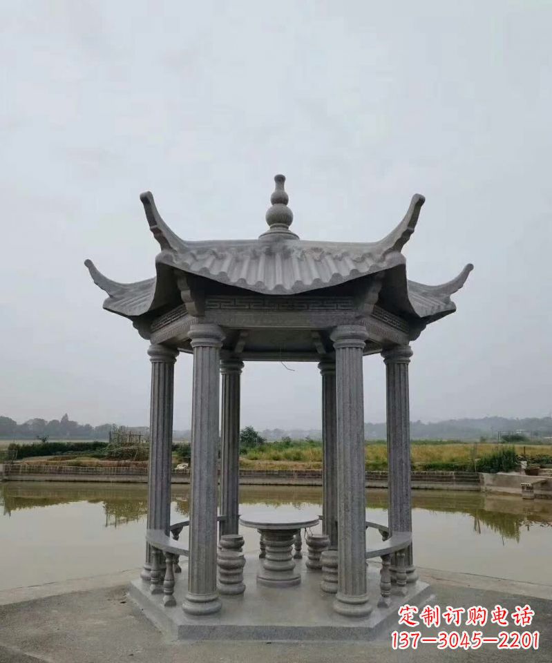 大连大理石凉亭石雕塑，优雅经典无双