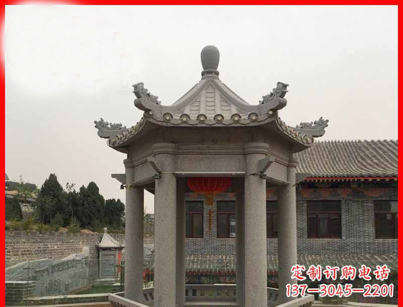 大连大理石六角凉亭石雕