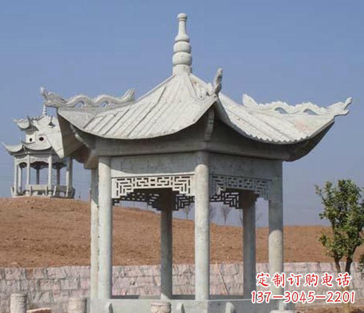 大连精美大理石六角凉亭石雕