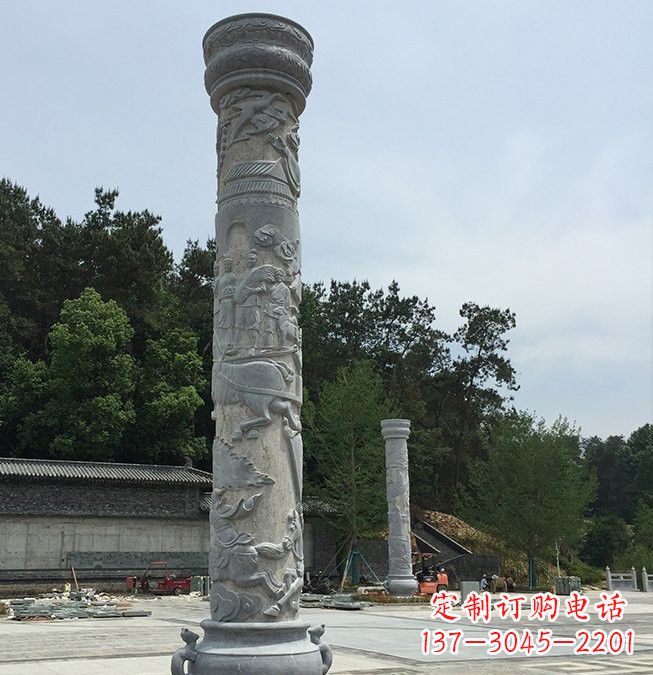 大连大理石龙柱雕塑