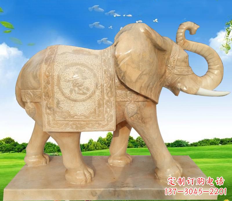 大连大理石喷水大象雕塑