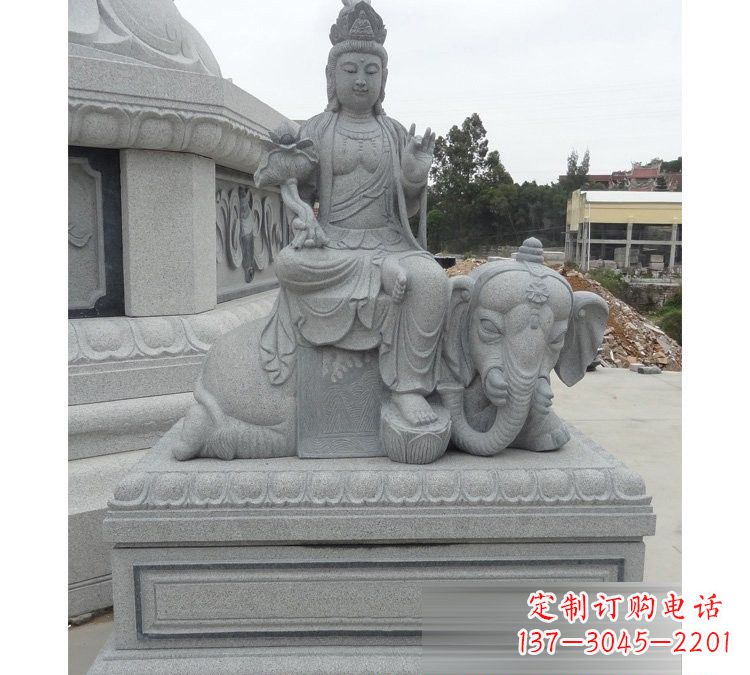 大连精雕细琢的大理石普贤菩萨雕塑