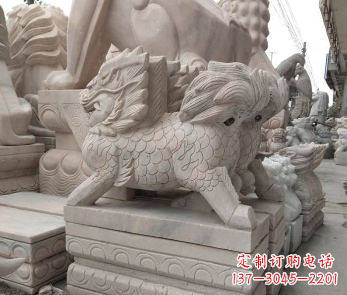 大连大理石麒麟古代神兽石雕
