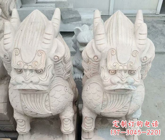 大连品质卓越的大理石麒麟古兽雕塑