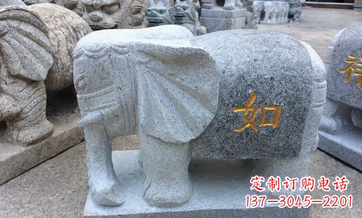 大连精美大理石石象雕塑