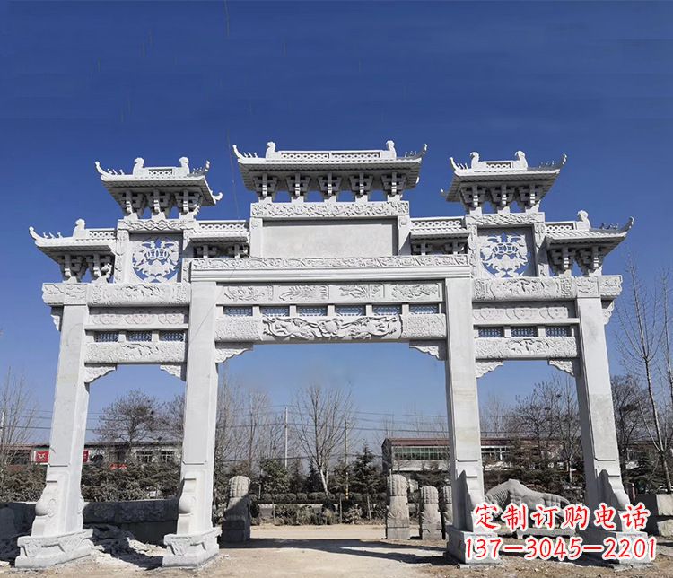 大连特色大理石牌坊石雕