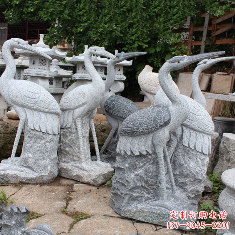 大连精美大理石仙鹤雕塑