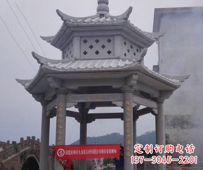 大连大理石双层石雕凉亭——独特的艺术结晶