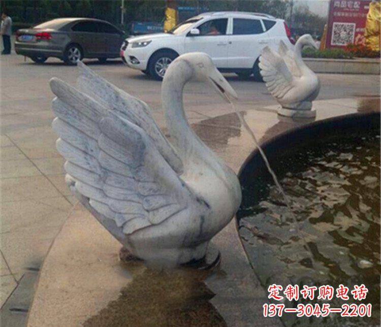 大连大理石天鹅喷泉石雕