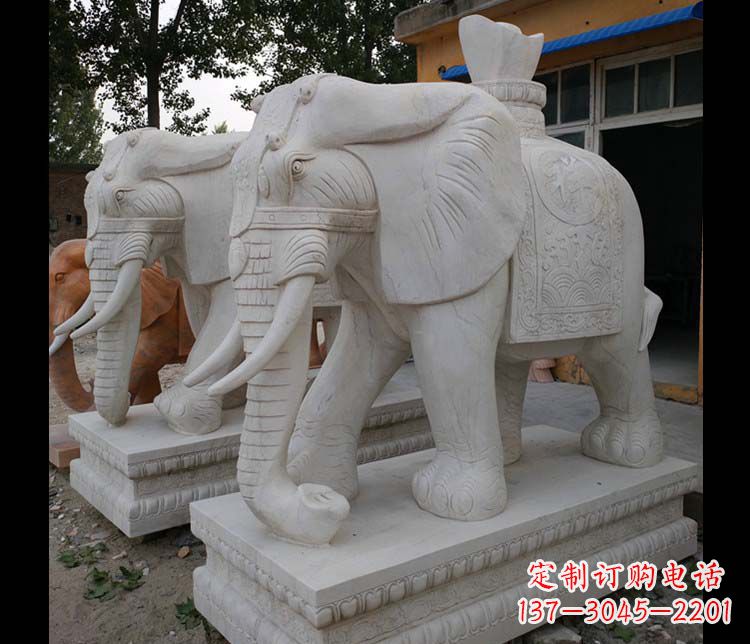 大连大理石大象雕塑，招财进宝
