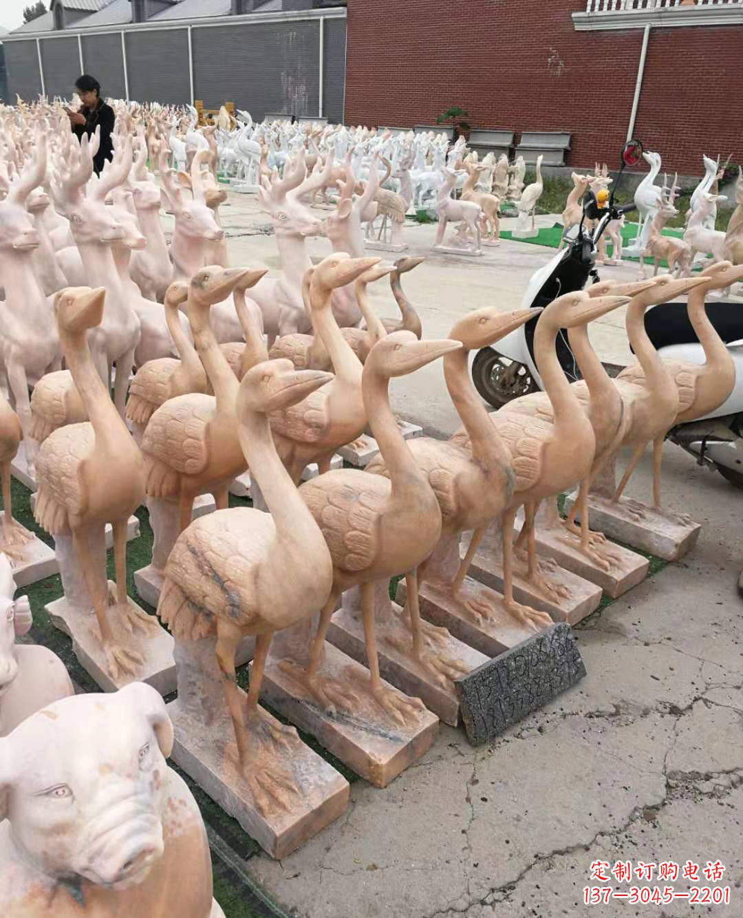 大连丹顶鹤大理石雕塑