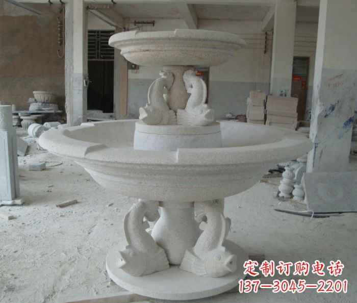 大连高端大理石双层喷泉雕塑