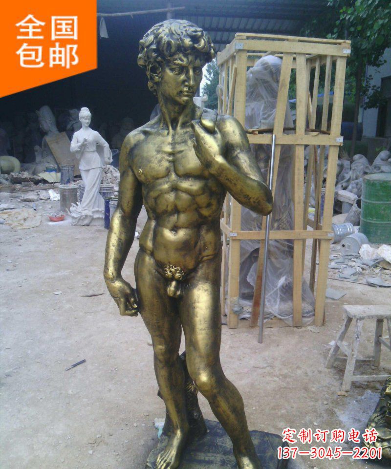 大连大卫玻璃钢仿铜西方人物雕塑
