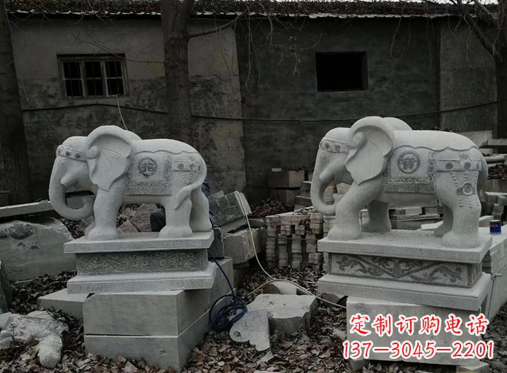 大连大象石雕摆件