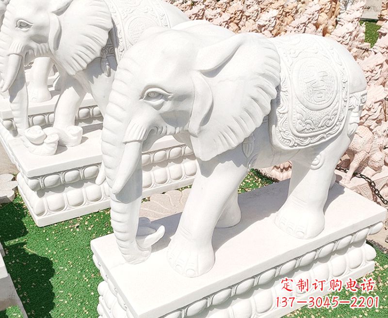 大连精美工艺 大象石雕雕塑