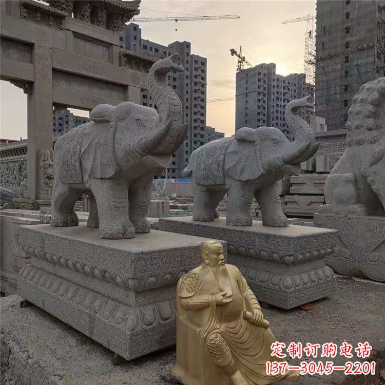 大连精美大象石雕