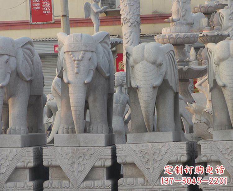 大连大象石柱雕塑