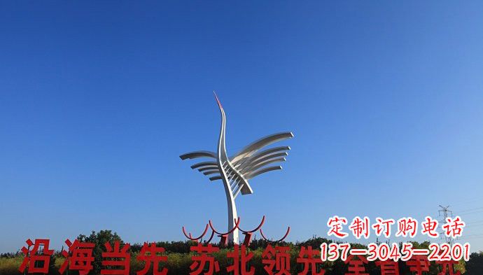 大连大型不锈钢标志性抽象仙鹤