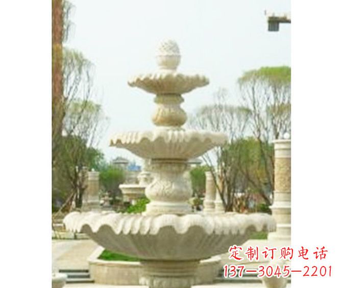 大连圆润线条的精美喷泉石雕