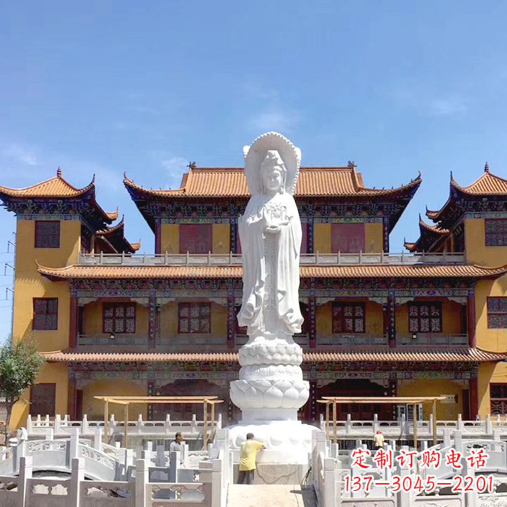 大连精美汉白玉观音石雕塑