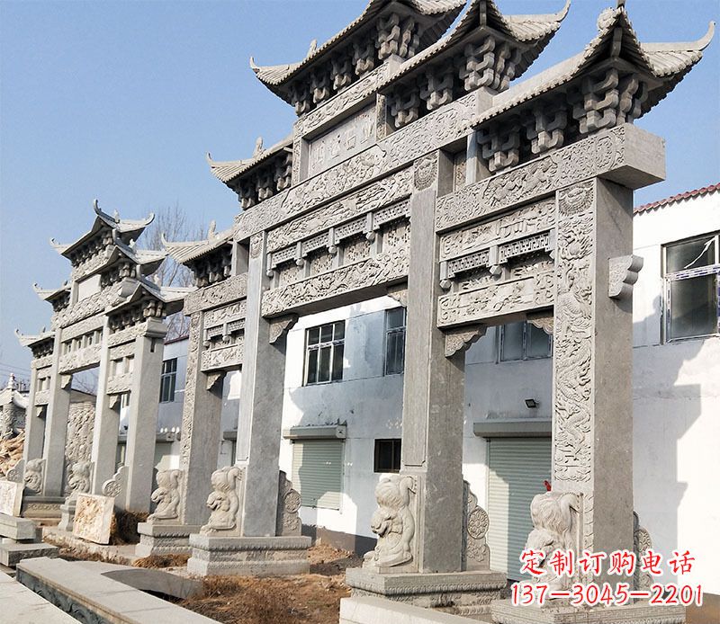 大连五门仿古牌坊石雕