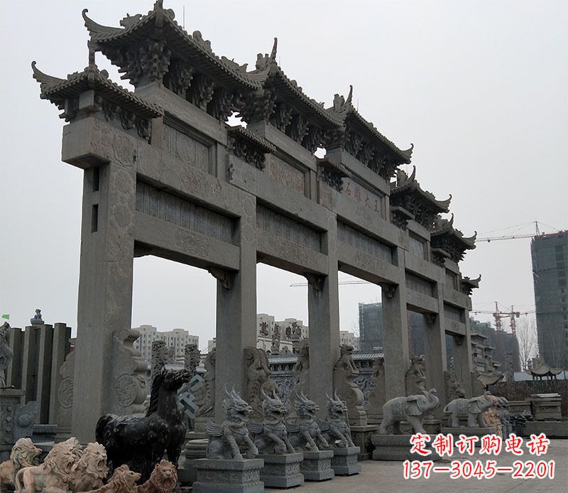 大连精美仿古牌坊石雕