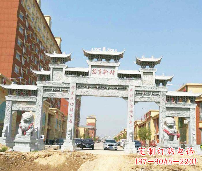 大连大型五门石雕牌楼