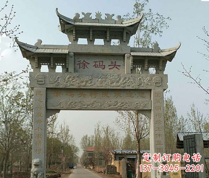 大连精美纯手工大理石牌坊雕塑