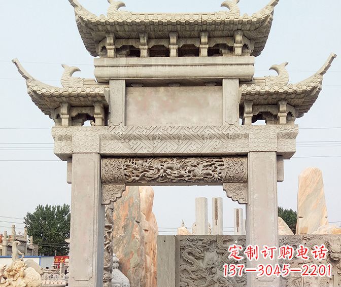大连特色大理石牌坊石雕
