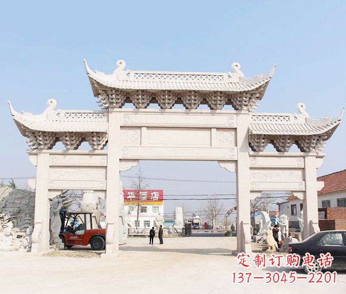 大连道路三门石牌坊石雕 (2)