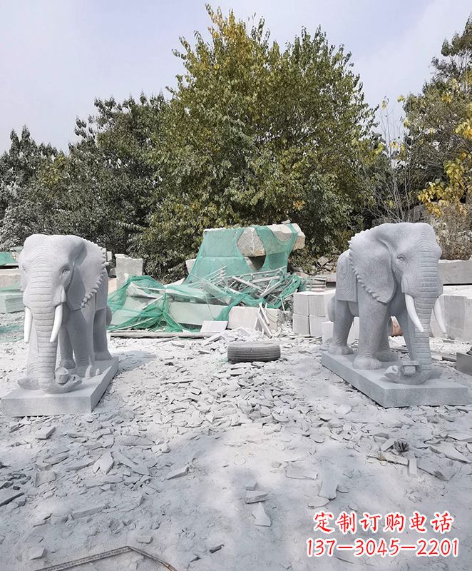 大连优雅精美大象石雕