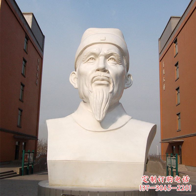 大连杜甫石雕像-学校校园历史名人唐代著名诗人头像