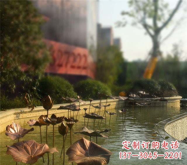 大连锻铜荷花荷叶小区景观雕塑