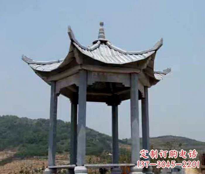 大连仿古六角凉亭石雕 (5)