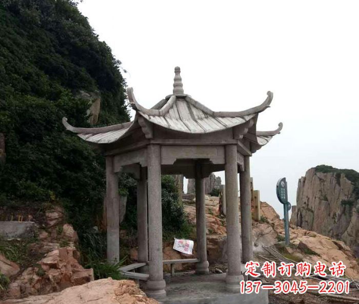 大连仿古六角凉亭石雕 (7)