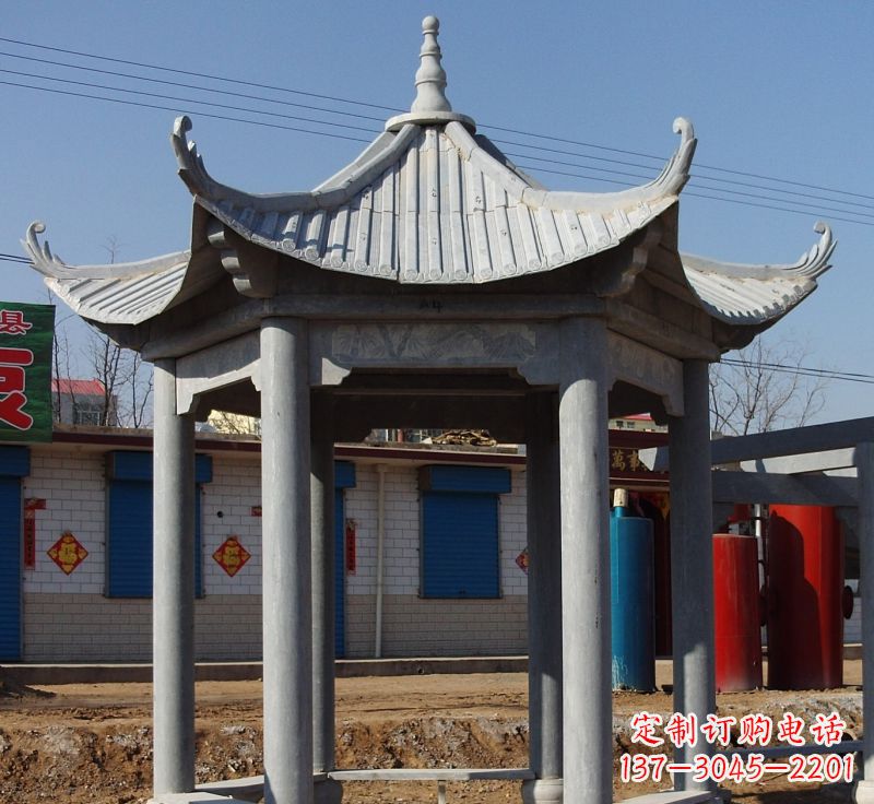 大连仿古六角凉亭石雕 (6)