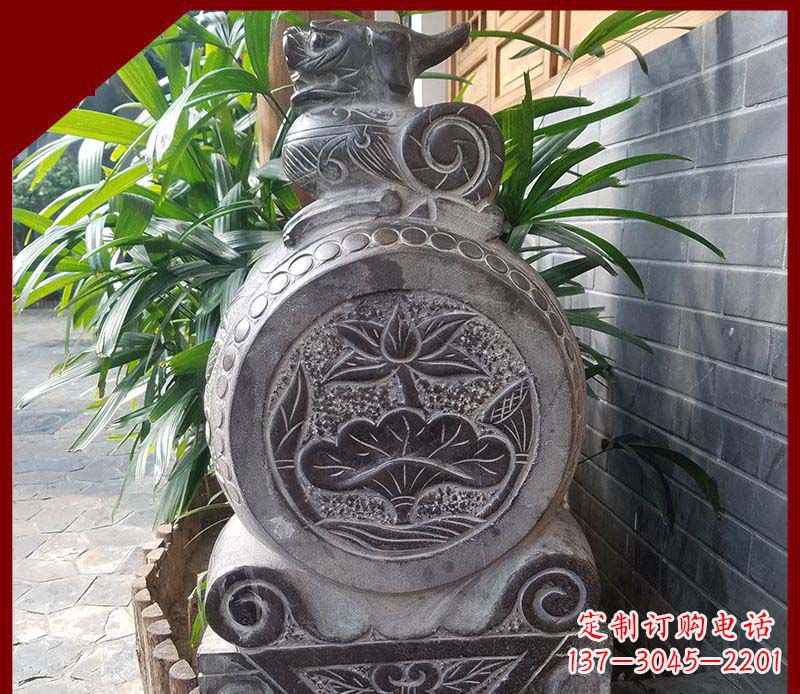 大连仿古貔貅抱鼓石招财镇宅门墩石雕