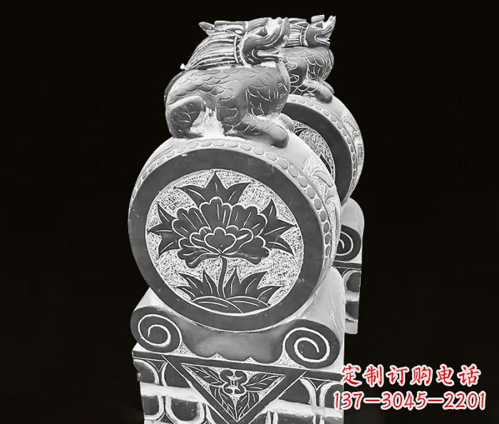 大连仿古麒麟抱鼓石镇宅石门墩