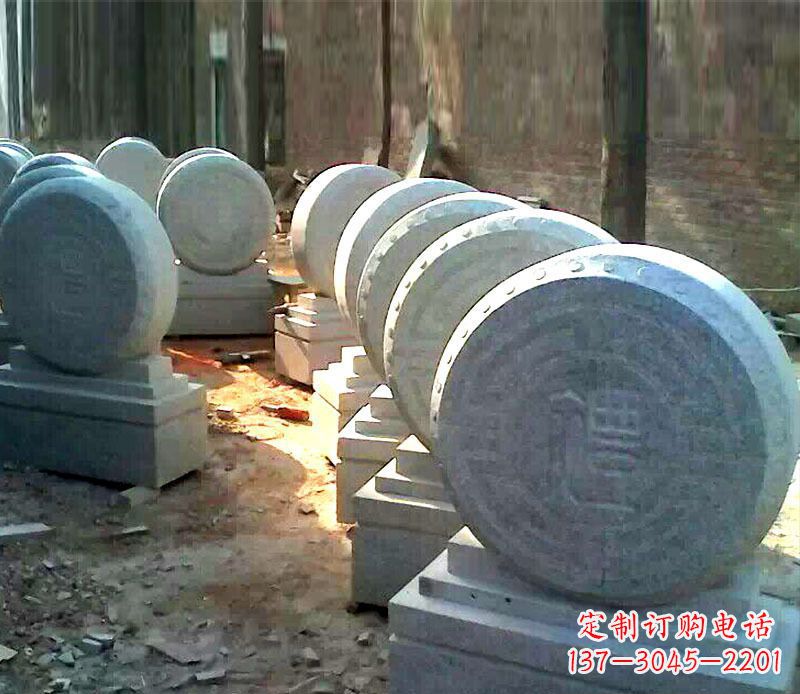 大连仿古石门墩招财抱鼓石雕