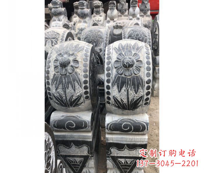 大连仿古石门墩镇宅抱鼓石雕塑