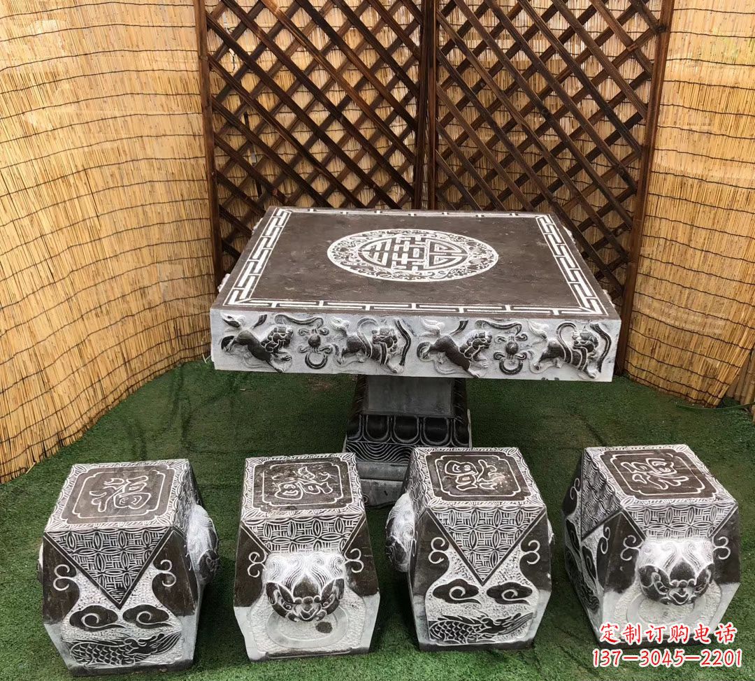 大连仿古石桌凳公园景观石雕