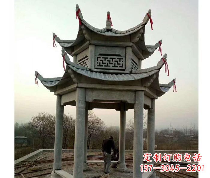 大连仿古双层石雕凉亭
