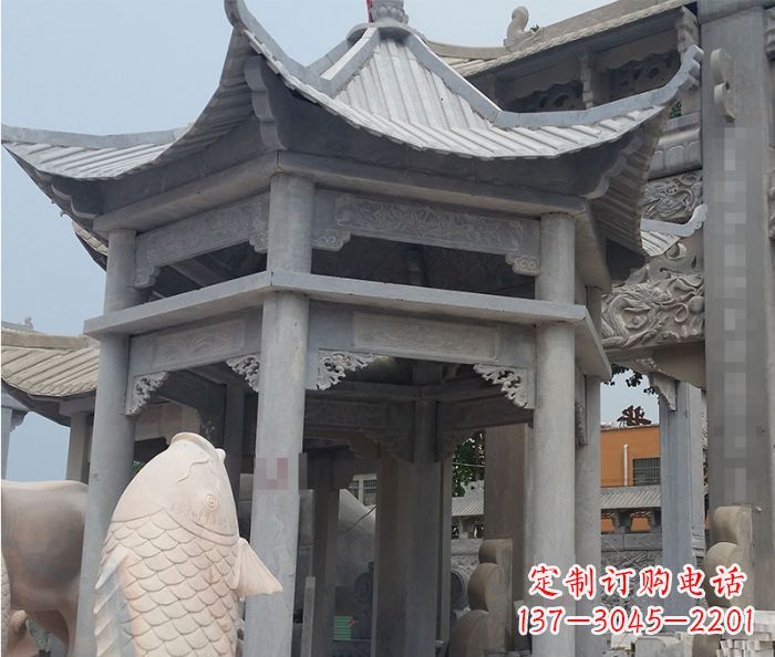 大连精美仿古双层石雕凉亭