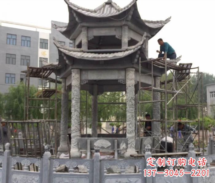 大连仿古双层石雕凉亭