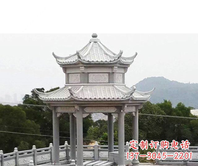 大连仿古双层石雕凉亭