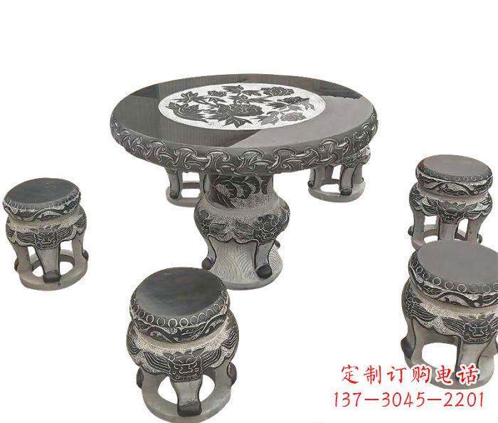 大连仿古圆形石桌凳
