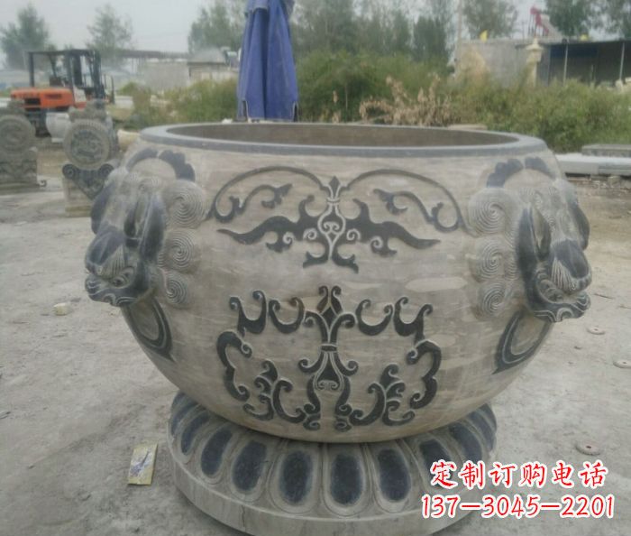 大连仿古圆形水缸石雕 (3)