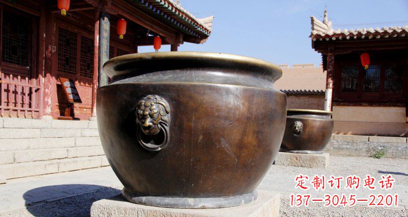 大连仿古圆形水缸铜雕